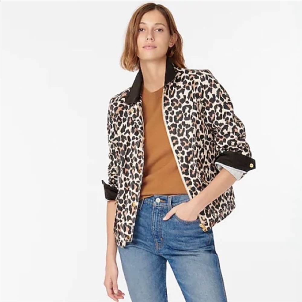 JCREW LEOPARD FIELD JACKET SIZE SMALL NWT